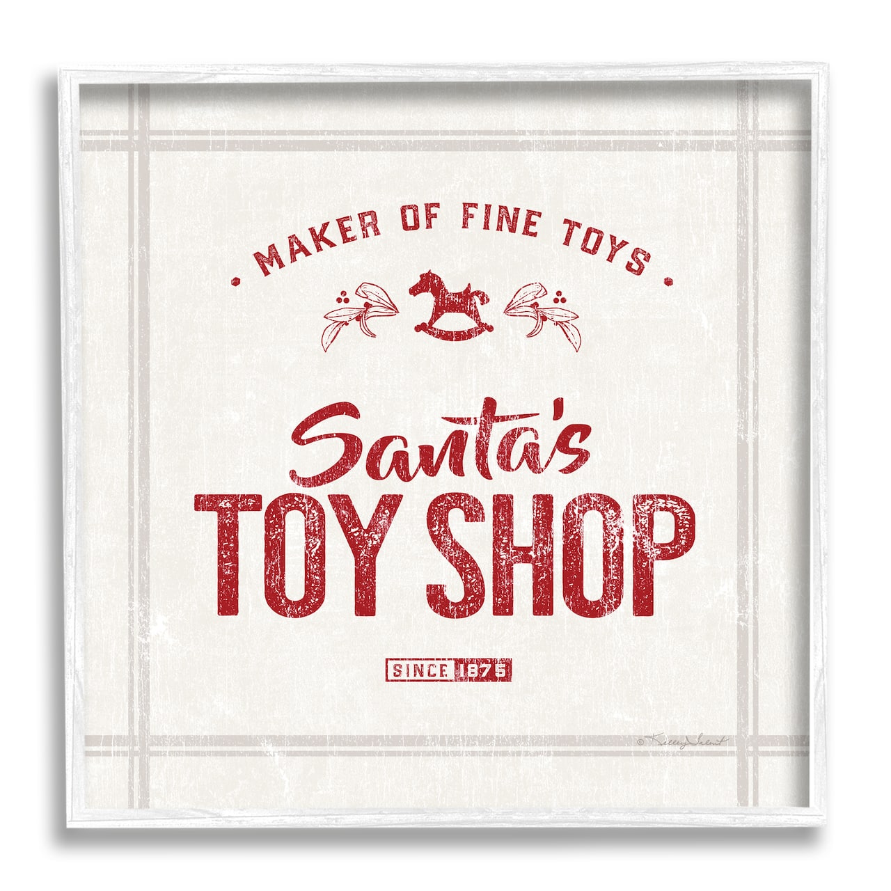 Stupell Industries Santa's Toy Shop Vintage Sign Framed Giclee Art